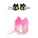 HA4157- Baby Birthday 1 Crown Headband